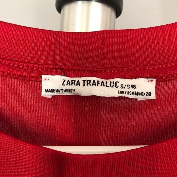 ZARA Red Pleated Balloon Long Sleeve Mini Dress Sz M - Picture 10 of 10